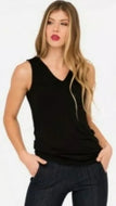 Fitted V-Neck Tank - Black