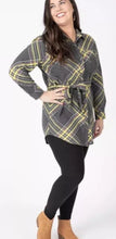 Load image into Gallery viewer, Flannel Tunic - Simple Plaid Gray