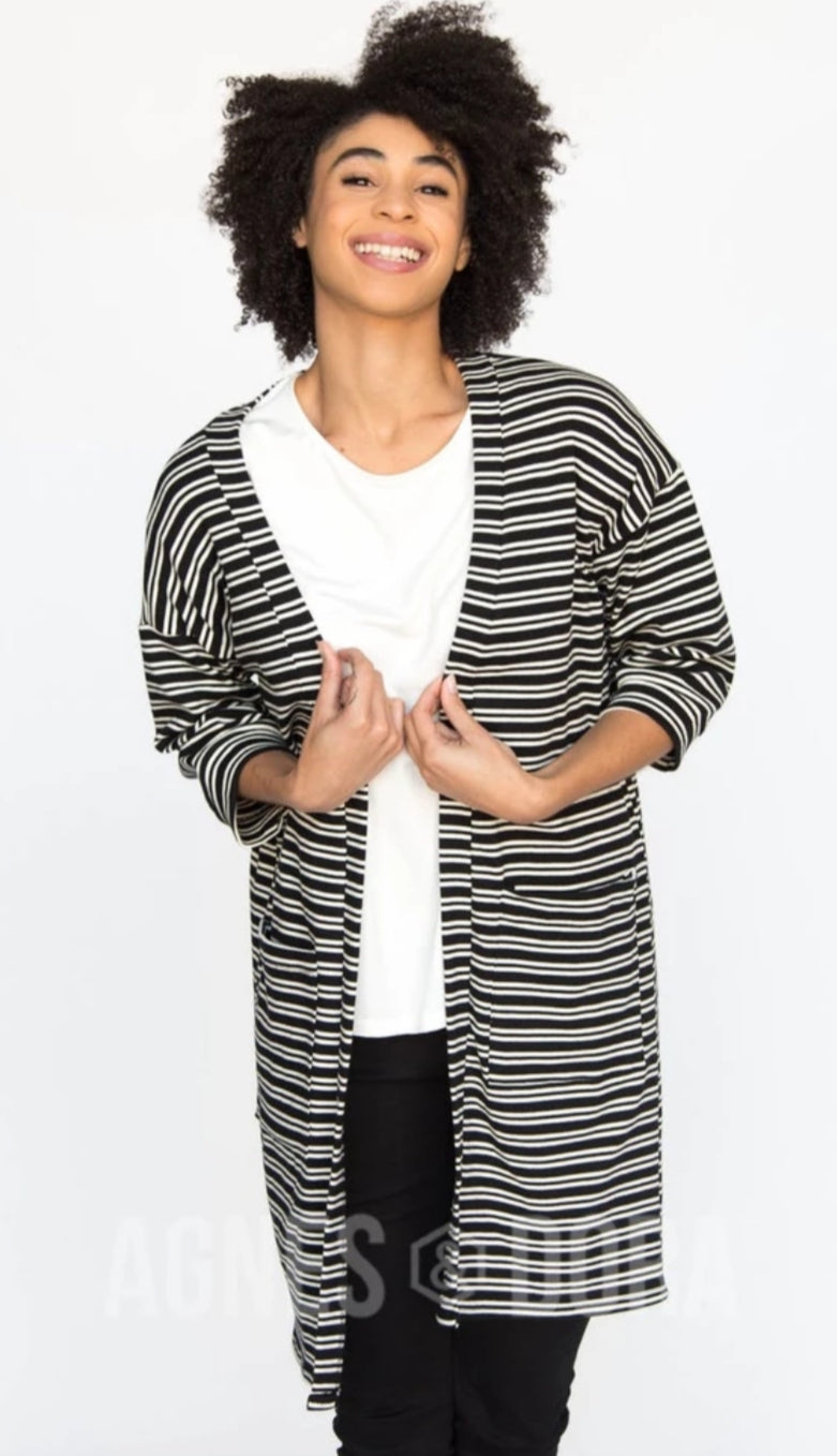 Forever Cardi - Double Ivory Stripe