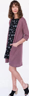 Forever Cardi - Mauve/Black Ribbed