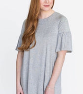 Ruffle Sleeve Tunic - Heather Gray