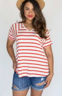 Agnes & Dora Love Top - Red/Orange on Ivory