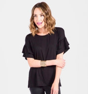 Agnes & Dora Frill Sleeve Top - Black