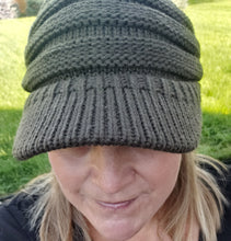 Load image into Gallery viewer, CC Beanie Cap w/ Ponytail Hole - Olive