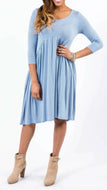 Muse Midi Dress - Denim & Ivory Stripe