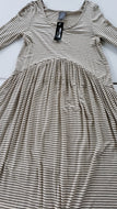 Muse Midi Dress - Oatmeal w/ Black Stripes