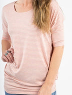 Dolman Tunic - Blush & Oatmeal Stripe