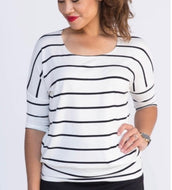 Dolman Tunic - Ivory w/ Navy Stripes