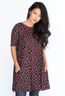 Swing Tunic - Black w/ Small Floral
