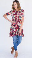 Agnes & Dora Ruffle Tunic - Flowers For A Girl Burgundy