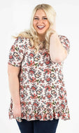Agnes & Dora Ruffle Tunic - Peach & Olive