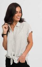 Load image into Gallery viewer, Button Down Cuff Sleeve - Charcoal Stripe