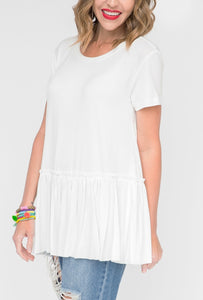 Relaxed Ruffle Tee - Ivory