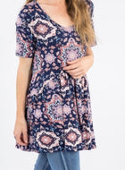 Agnes & Dora Muse Top - Mosaic Navy/Peach