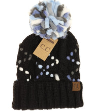 Load image into Gallery viewer, CC Beanie Hat - Chunky Knit Yarn w/ Pom - Black