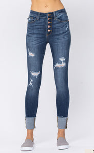 Judy Blue Jeans - Distressed Button Fly Cuffed