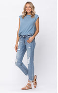 Judy Blue Jeans - Boyfriend - Destroyed Hem, Bleach Splash