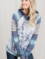 Marbelous Double Hoodie - Navy