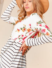 Load image into Gallery viewer, Floral &amp; Stripe Color Block - Long Sleeve