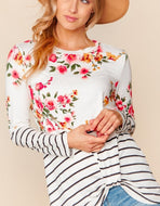 Floral & Stripe Color Block - Long Sleeve