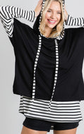 Double Layer Hoodie - Black/White