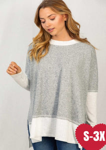 Long Sleeve Knit Top - Heather Grey