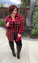 Load image into Gallery viewer, Flannel Tunic Buffalo Check - Red/Blk
