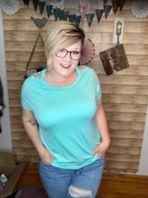 Load image into Gallery viewer, Cut Out Neckline Tee - Mint