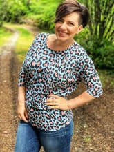 Load image into Gallery viewer, Dolman Tunic - Blue Animal Print
