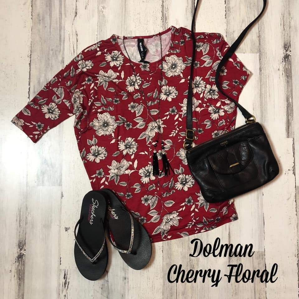 Dolman Tunic - Cherry Floral