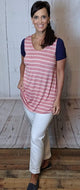 Agnes & Dora Everyday Colorblock Tee - Mauve/Off White w/ Navy