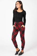 Load image into Gallery viewer, Joggers - Red/Blk Plaid