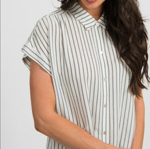 Load image into Gallery viewer, Button Down Cuff Sleeve - Charcoal Stripe