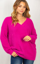 Load image into Gallery viewer, V-Neck Sweater - Fuchsia