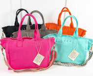 Luna Fringe Canvas Crossbody Tote Bag
