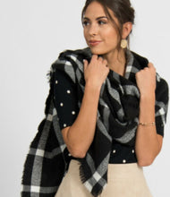 Load image into Gallery viewer, Blanket Scarf - White &amp; Black