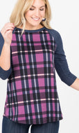 Agnes & Dora Raglan Everyday Tee - Plaid w/ Denim